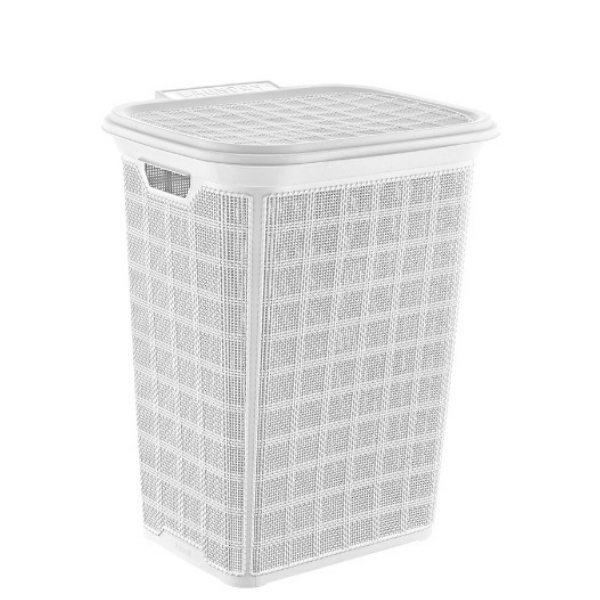 и102680 4 Кош за бельо с капак Каре- бял 60 литра