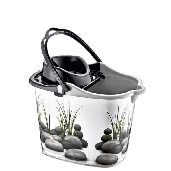 И101071 3 Кофа с цедка на колелца 14 литра Камъни