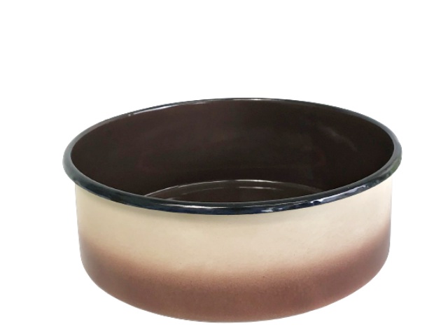 19 Тава емайл кръг дълбока Ф36 беж/кафяво