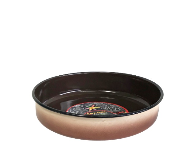 6 Тава емайл кръг Ф30 беж/кафяво