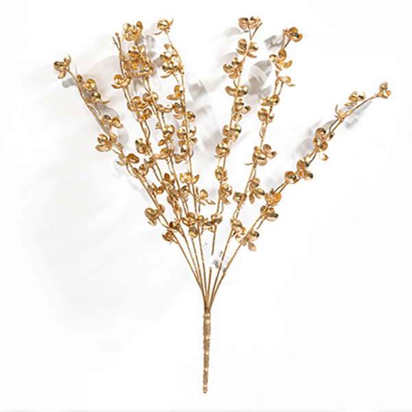 и02-13575 w Изкуствено цвете Евкалипт златно 54 см 7 стръка