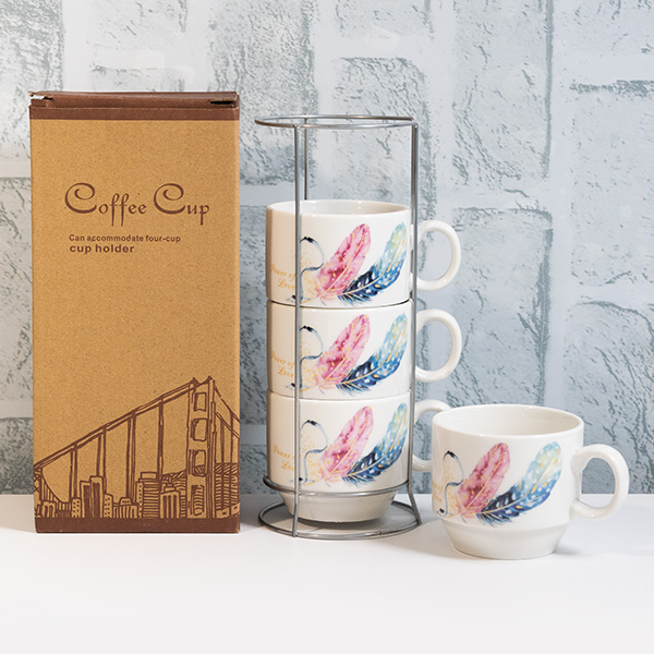 _NKN5432 Чаша с дръжка 4бр. на стойка Пера