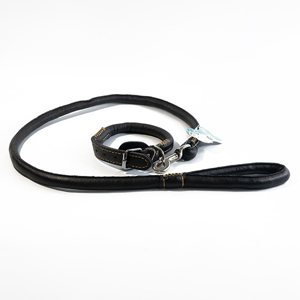 и02-18352 Повод кожен с нашийник 1,5/114 см