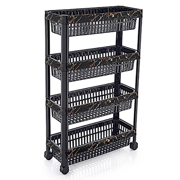 И107709-1 Стелаж 4 нива правоъгълен с декор черен мрамор