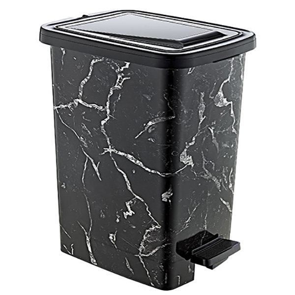 И107712-4 Кош с педал слим с декор черен мрамор 25 литра