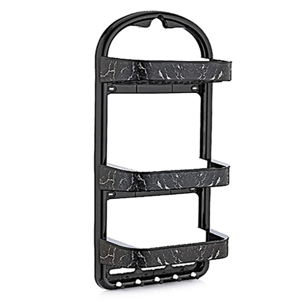 И107715-2 Етажерка за баня 3 нива права с декор черен мрамор
