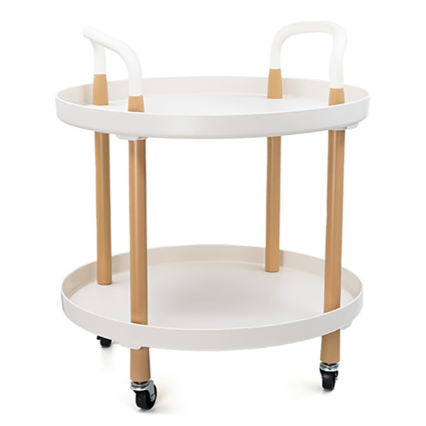 и02-19210-1 Помощна масичка 2 нива с колелца кръг