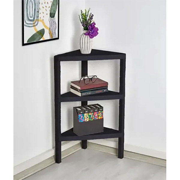 И107984 Етажерка ъглова модулна 3 нива черно