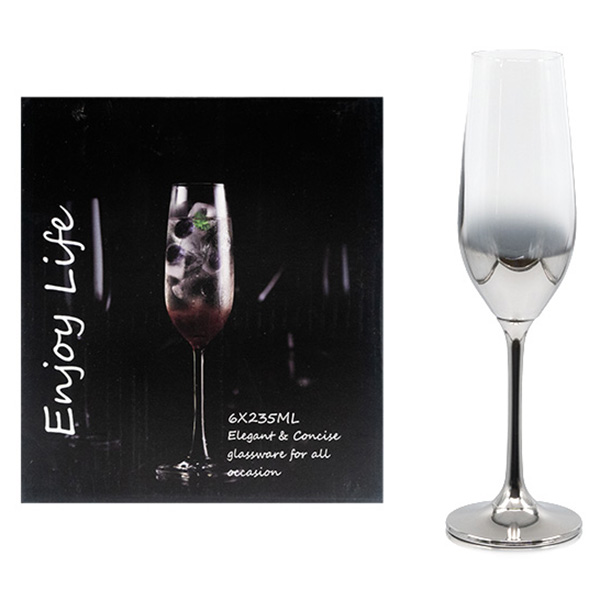 И02-20928 Чаша за вино 0,235 литра 6 броя Преливащ металик