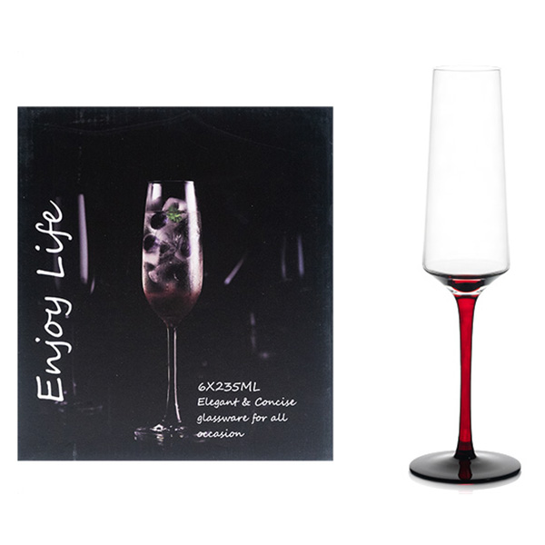 И02-20937 Чаша за вино 0,235 литра 6 броя Цветно столче Бордо