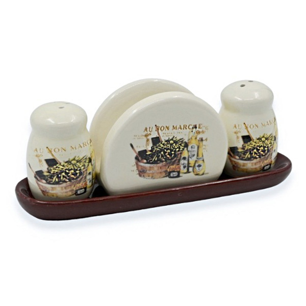 И02-18762-2 Солница 2 броя и салфетник с поставка 22/6,5см