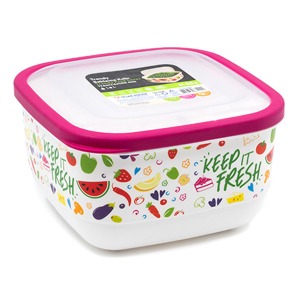 И107230 Контейнер за съхранение квадрат с декор 1,9 литра