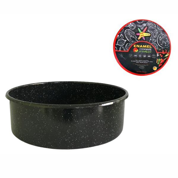 И010-1034 Тава емайл кръг дълбока черно