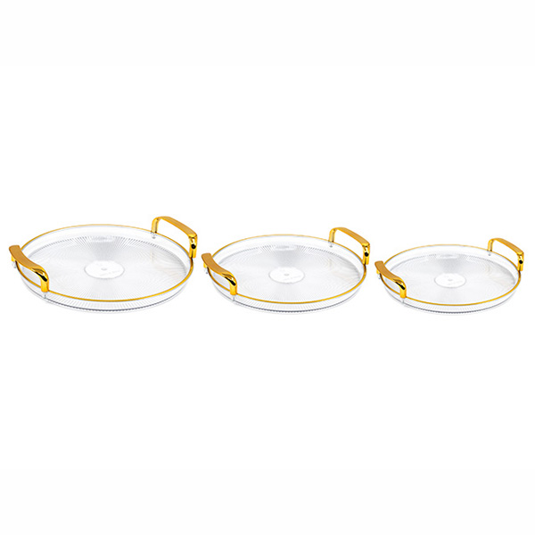 И02-19102-2 Табла прозрачна с дръжки комплект 3 бр. със златен кант овал